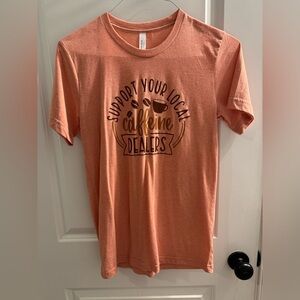 Orange Graphic Tee - Support Your Local Caffeine Dealers